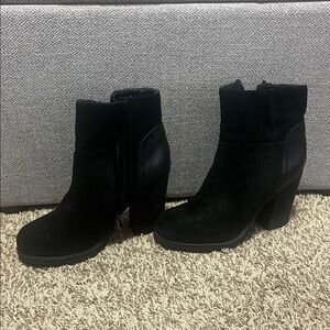 Sam Edelman Women’s Black Suede Ankle Boots with Block Heel